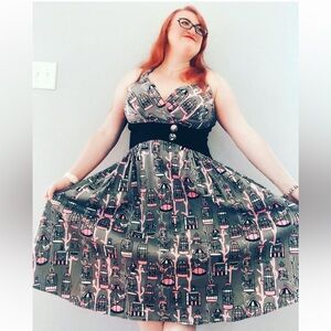Pinup Couture Zoey dress in Birdcage Print XL